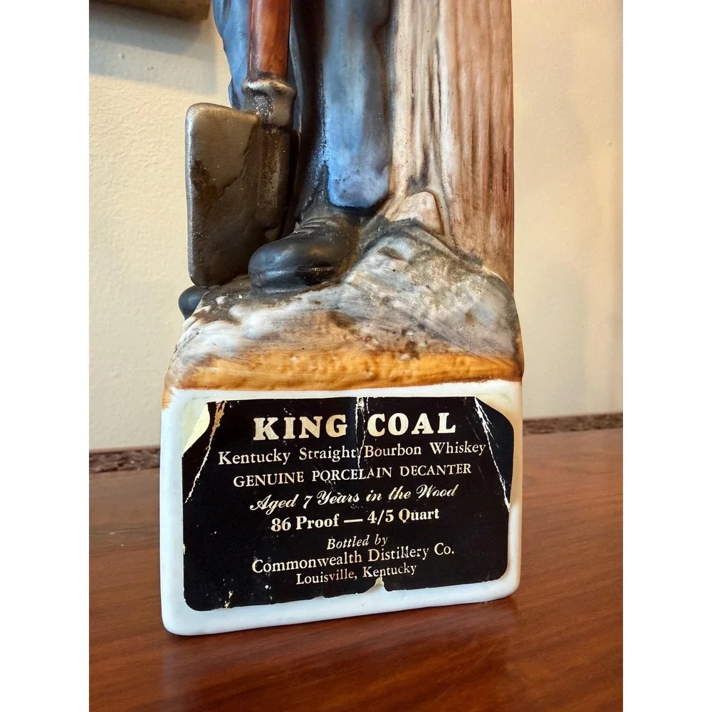 Vintage 1975‎ Coal Miner Decanter, King Coal Bourbon Bottle, Porcelain Figural